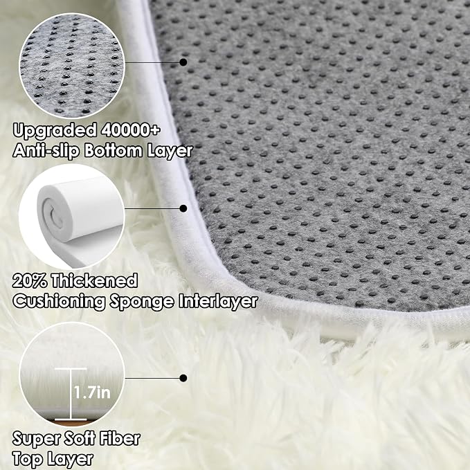 Cream White 6x9 Area Rugs for Living Room Bedroom, Large Fluffy Bedside Throw - Image 3
