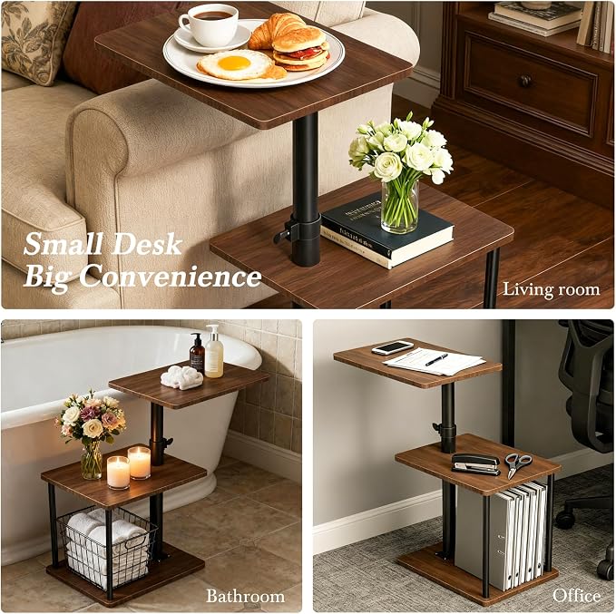 Faesun Swivel Side Table for Couch Arm, Height Adjustable C Shaped End Table - Image 4