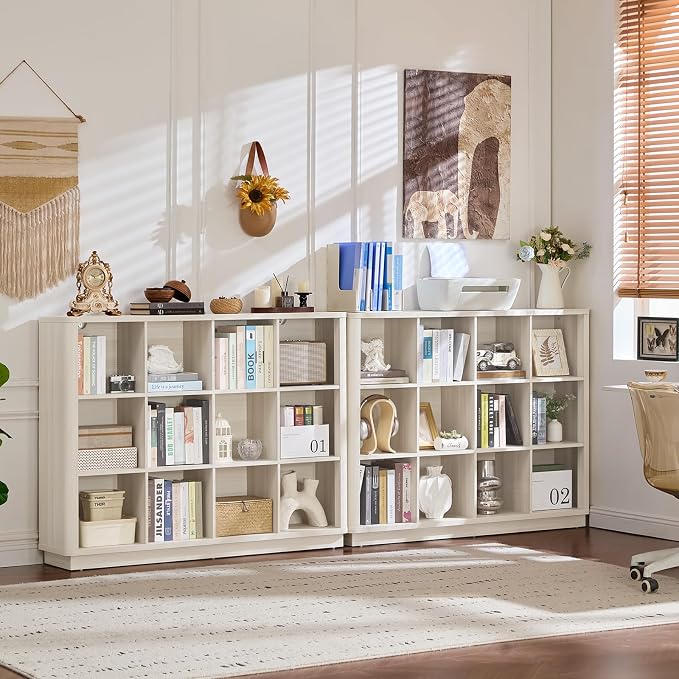 Joaxswe 12 Cube Storage Organizer, Wood Floor Standing 3-Tier Cubby Bookcase - Image 6