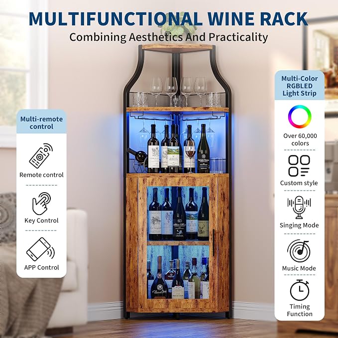 GarveeHome Corner Bar Wine Cabinet - Image 5