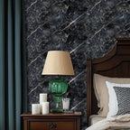 HOMETITUTE Black Marble Wallpaper Peel and Stick Dark Stone Pattern 118.1x17.7 - Image 6
