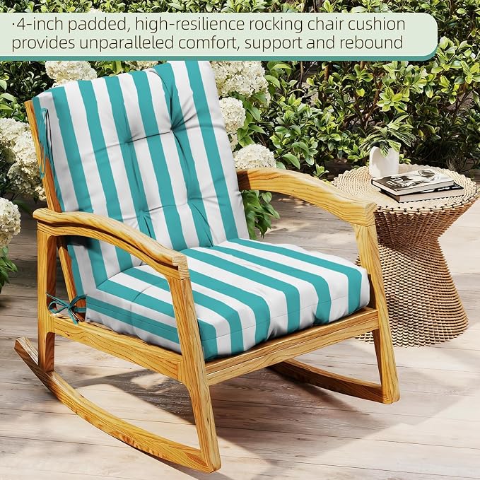 Outdoor Chair Cushion, High Back Soft Seat Pad, Indoor Outside Use, - Image 3