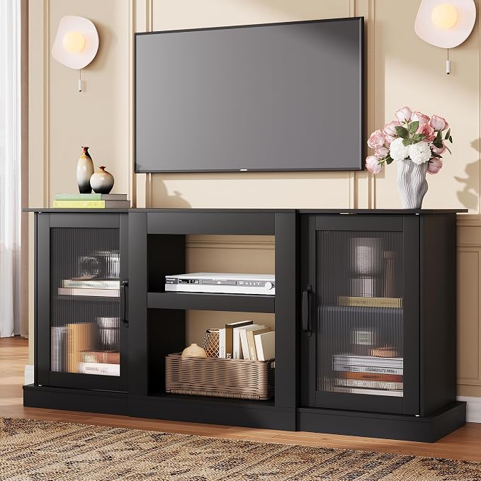 WLIVE Farmhouse TV Stand for 65 inch TV, Open Shelves TV Console for Living - Image 9