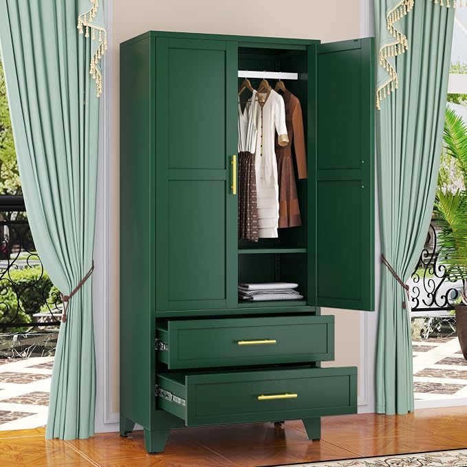 GAIOUS 71" Metal Wardrobe Cabinet - Image 6