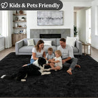 9x12 Area Rug Living Room Bedroom: Fluffy Plush Shag Carpet Black | - Image 4