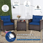 Tangkula 3 Pieces Patio Furniture Set, PE Rattan Wicker 3 Pcs Outdoor Sofa Set - Image 9