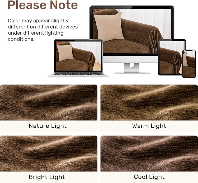 2 Pieces Sectional Couch Covers L Shaped Cover L Coffee | Thick Washable Fabric - Image 8