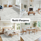 4x6 Washable Area Rug for Living Room Bedroom: Non-Slip Modern White Gray | - Image 3