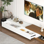 Extendable TV Stand with 2 Drawers, Long Reversible Entertainment Center with - Image 3