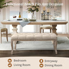 Cozyman Bedroom Bench, French Vintage Tufted Entryway Bench, 45.2" Carving - Image 5