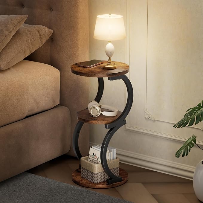 Small Side Table, 3-Tier Round End Table - Image 7