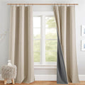NICETOWN Beige Full Blackout Back Tab Linen Curtains 84" Long 2 Panels Set by NICETOWN