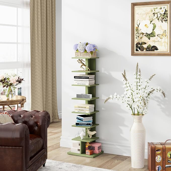 TUTOTAK Bookshelf, 8-Tier Bookcase, Narrow Spine Book Shelf - Image 3
