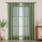 Chyhomenyc Sage Green Semi Sheer Curtains 84 Inches Long 2 Panels Set, Light by Chyhomenyc