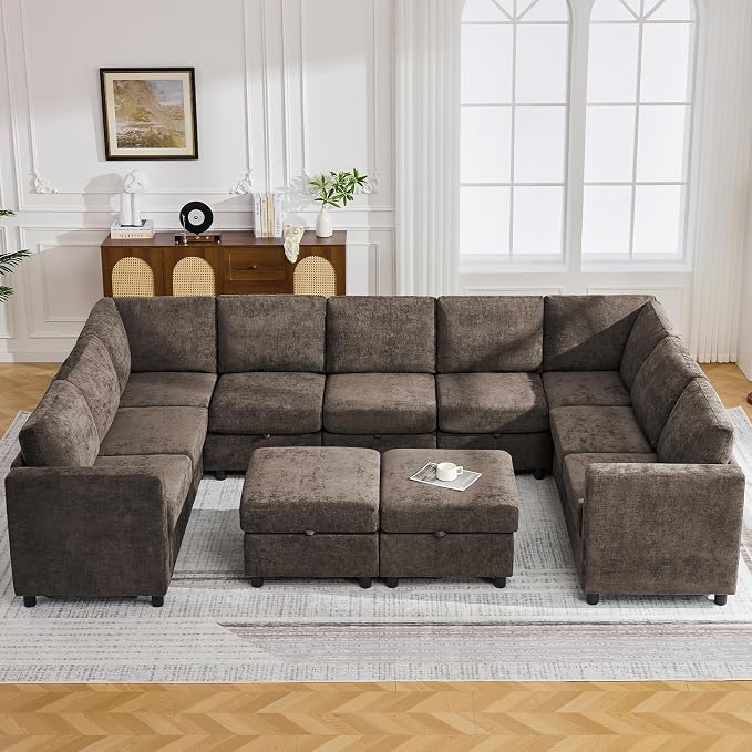 127'' Oversized U Shaped Modular Sofa, Sectional Couches by WUTUTUEE