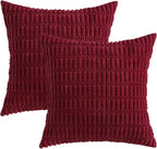 MIULEE Corduroy Decorative Throw Pillow Covers 18x18 Burgundy Pack of 2 | Soft - Image 6