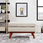 Modway Engage Mid-Century Modern Upholstered Fabric Ottoman in Beige - Image 2