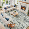 10x12 Washable Area Rug for Living Room Bedroom: Non-Slip Modern Black Gray | by Oriannal