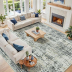 10x12 Washable Area Rug for Living Room Bedroom: Non-Slip Modern Black Gray | by Oriannal