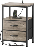 Huuger Nightstand with Charging Station, Fabric Drawers, End Table with Open by Huuger