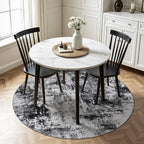 Rugflix Round Area Rugs 4Ft for Living Room, Washable Black Grey Circle Rug | - Image 2