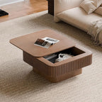 Square Coffee Table for Living Room, Fluted Drum Accent Tea Center Table by Unknown