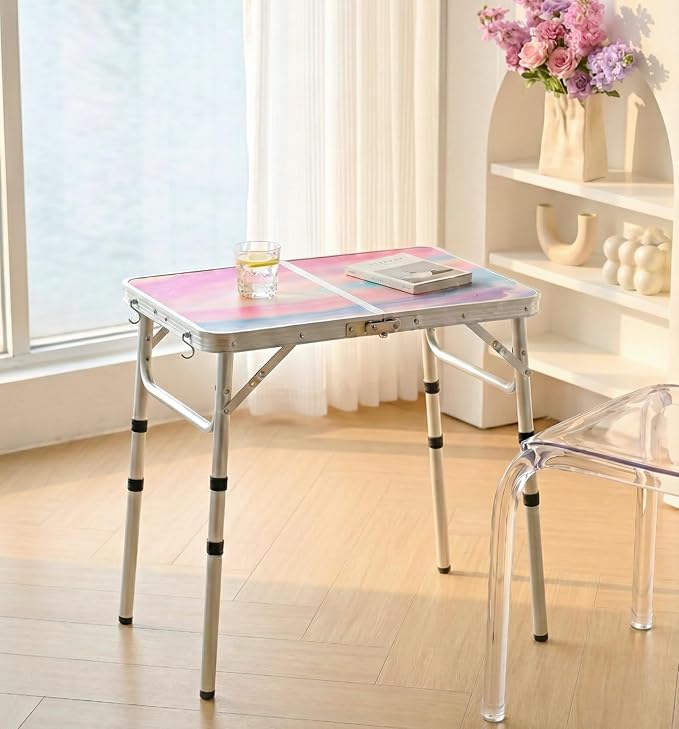 Yriuat Folding Camping Table 2ft Portable Picnic Table Adjustable Height Small - Image 2