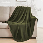 CozeCube Olive Green Seed Stitch Throw Blanket 50"x60", Farmhouse Decor | - Image 3