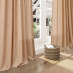 Camel Linen Curtains for Living Room Extra Long 144 Inches Long Back Tab Light - Image 5