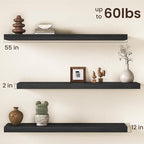 Black Floating Shelves 55Inch Long, 12 Inch Deep Floating Shelves - Image 3