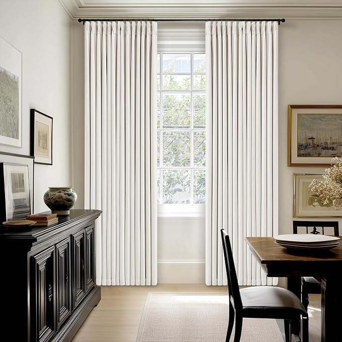 Ivory Cream Pleated 100% Blackout Linen Curtains 86 Inches Long | Memory Trained - Image 8