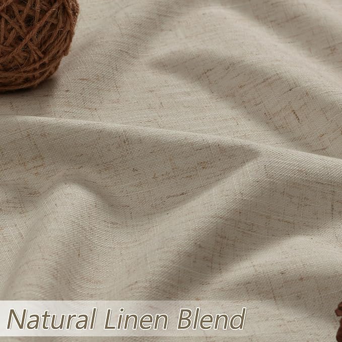 100% Blackout Linen Curtains for Bedroom 96 inches Long 8 FT, Thermal Insulated - Image 3