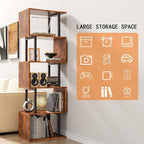 Furologee 6 Tier Bookshelf, Tall S Shaped Geometric Bookcase, Modern Display - Image 7