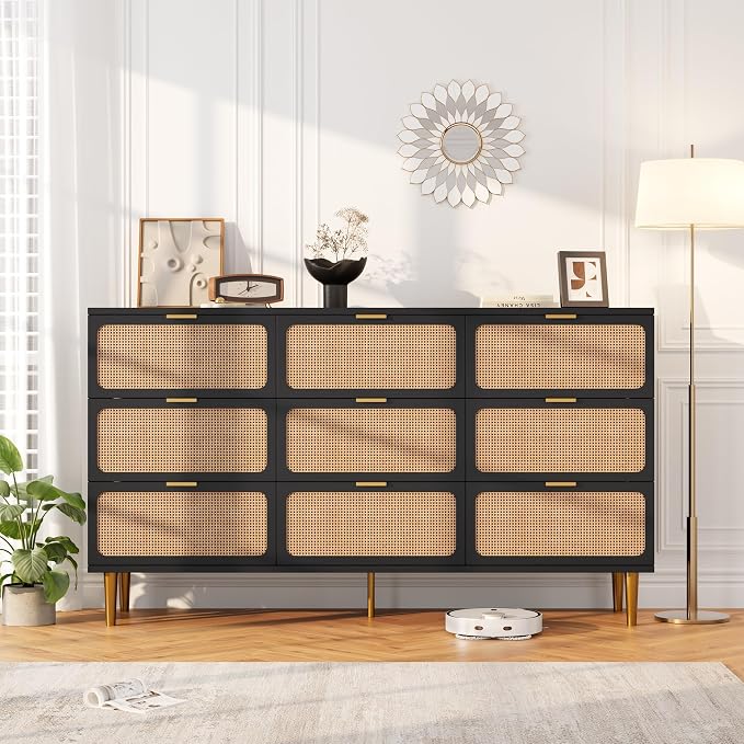 GarveeHome Rattan 9 Drawer Dressers by GarveeHome