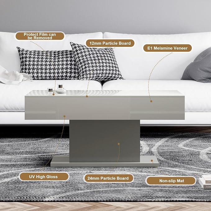 HedoAjim Led Coffee Table for Living Room, Living Room Table Rectangular Center - Image 4
