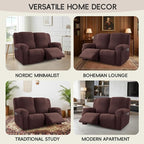 Recliner Loveseat Covers, 4-Piece Stretch Geometric Strokes Jacquard Reclining - Image 7