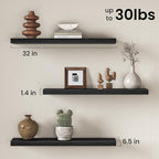 Fun Memories 32 Inch Floating Shelves Wall-Mounted, Rustic Wood Shelf - Image 3