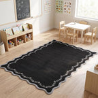 GarveeHome 3x5 Scalloped Washable Area Rug Non Slip Bedroom Entryway Rug | Soft - Image 3
