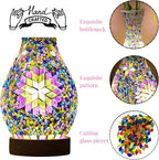 Turkish Mosaic Table Lamp, Moroccan Style Colorful Handmade Glass Vase - Image 5