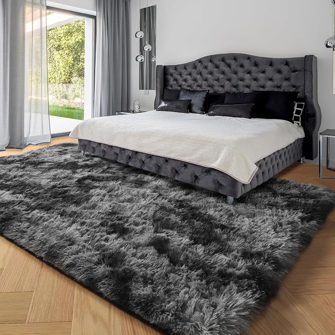 Area Rugs 9x12 Living Room, Large Dark Grey Shag Rugs - Image 4