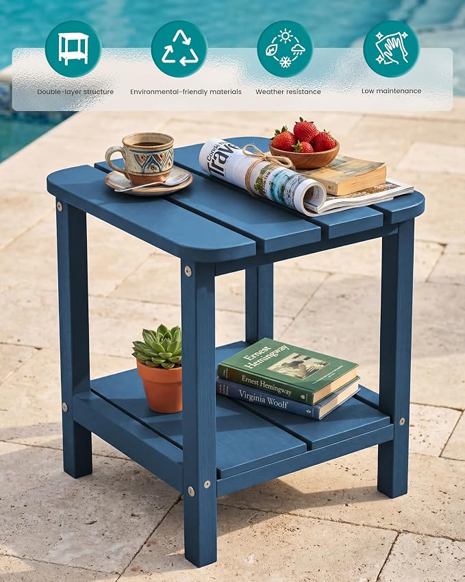 SERWALL Adirondack Table Outdoor Side Table- Blue - Image 5