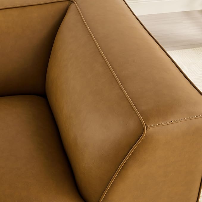 Modway Auren Vegan Leather Corner Modular Chair in Camel - Image 5