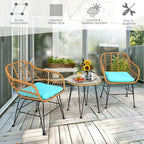 Tangkula 3 Pieces Patio Bistro Set, Rattan Conversation Set - Image 8