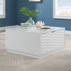 White Coffee Table with 2 Storage Drawers 31 in, Modern Living Room Center by Noeko