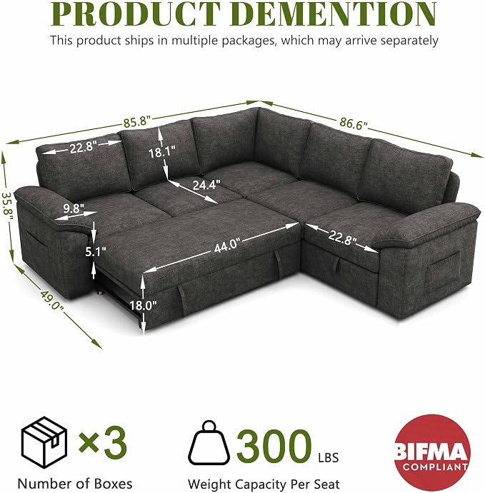 85 Inch Modular Sectional Sofa - Image 3