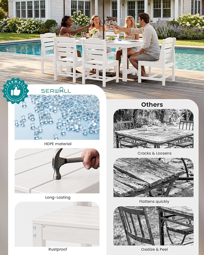 SERWALL Patio Dining Sets for 10 Person, HDPE Dining Set - Image 9