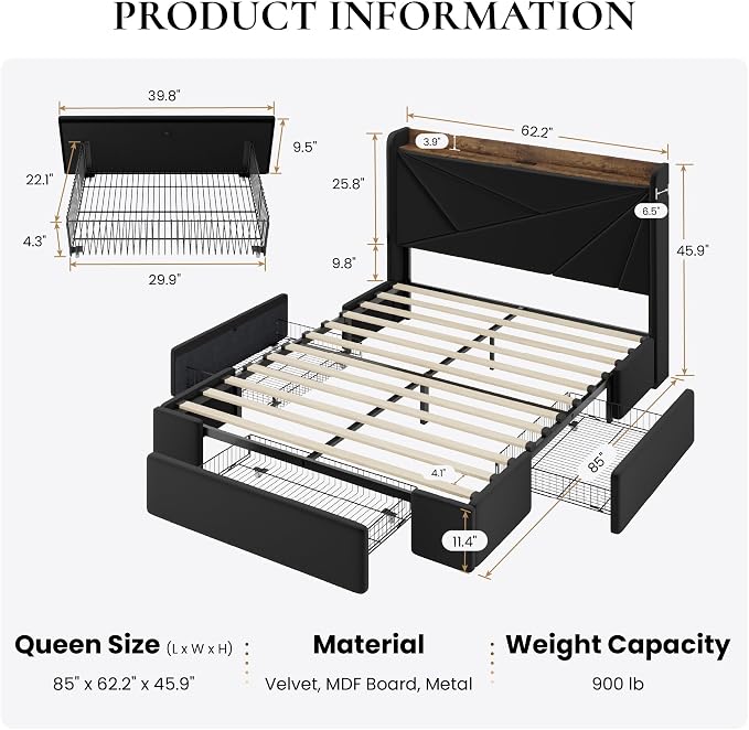 SHA CERLIN Queen Bed Frame - Image 2