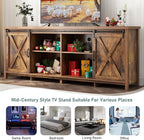 70" Farmhouse TV Stands for 70 75 80inch TV w/Adjustable Shelves, Sliding Barn - Image 7