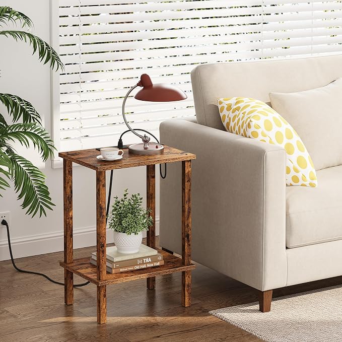 TUTOTAK End Table with Charging Station, Small Side Table with Outlets - Image 2