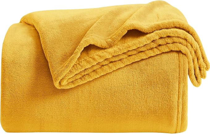 KMUSET Fleece Blanket Honey Yellow Lightweight Super Soft Cozy Fuzzy Bed - Image 2